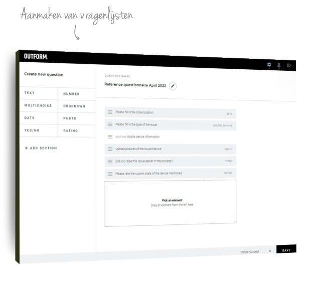 Outform customer portal screenshot